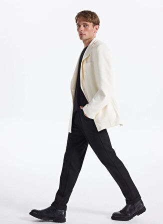 Fabrika Slim Fit Ekru Erkek Düz Ceket SANTORINI- JERSEY