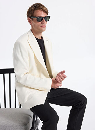 Fabrika Slim Fit Ekru Erkek Düz Ceket SANTORINI- JERSEY