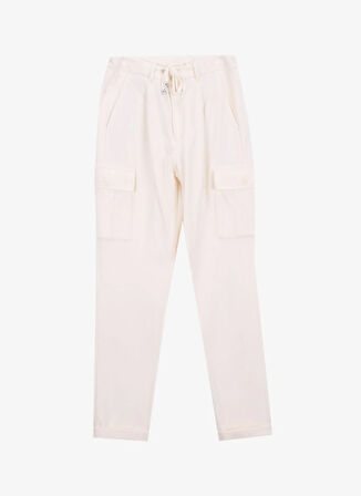 Fabrika Bağlamalı Bel Duble Paça Jogger Ekru Erkek Kargo Pantolon F5WM-PNT 2474