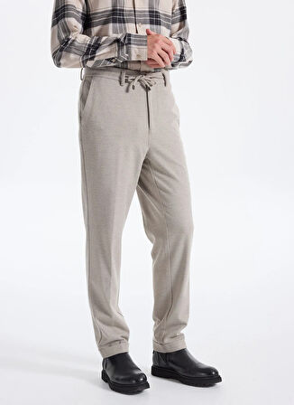 Fabrika Bağlamalı Bel Duble Paça Jogger Vizon Erkek Pantolon F5WM-PNT 2433