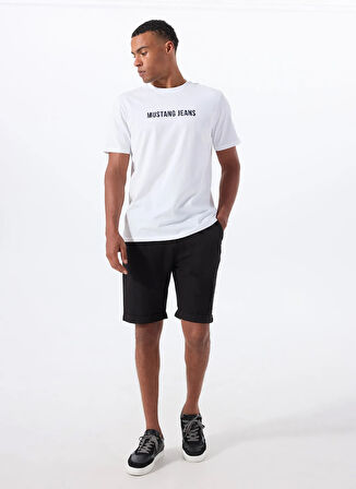 Mustang Bisiklet Yaka Baskılı Beyaz Erkek T-Shirt M5WM-TST1585