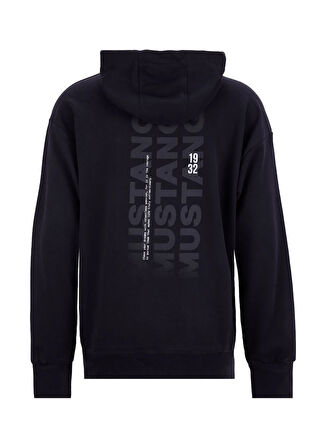 Mustang Kapüşon Yaka Siyah Erkek Sweatshırt M5WM-SWT1515