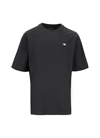 Mustang Bisiklet Yaka Baskılı Siyah Erkek T-Shirt M5WM-TST1583