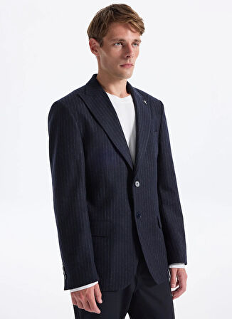 Fabrika Slim Fit Lacivert Erkek Çizgili Ceket SANTORINI- 2- PB