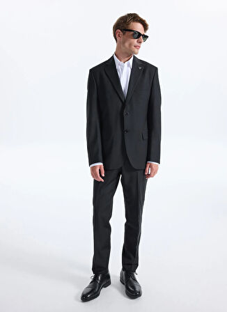Fabrika Normal Bel Slim Fit Siyah Erkek Takım Elbise OXFORD- P- B- CITY