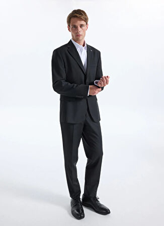 Fabrika Normal Bel Slim Fit Siyah Erkek Takım Elbise OXFORD- P- B- CITY