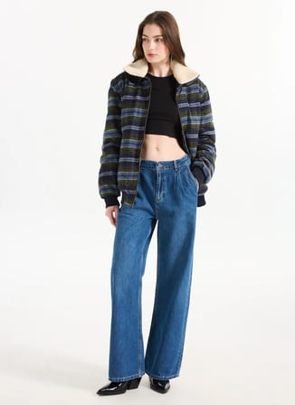 İndigo Kadın %100 Pamuk Geniş Fit Denim Pantolon LUISE WIDE-1758