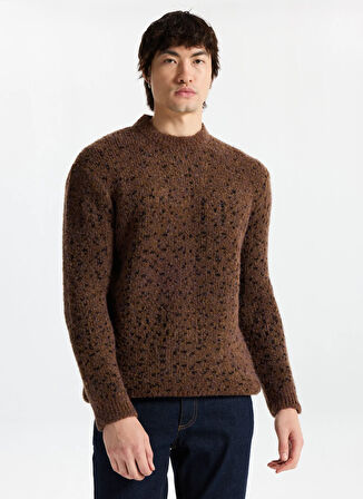 Mustang Bisiklet Yaka Loose Fit Düz Kahve Erkek Kazak M5WM-KZK1557