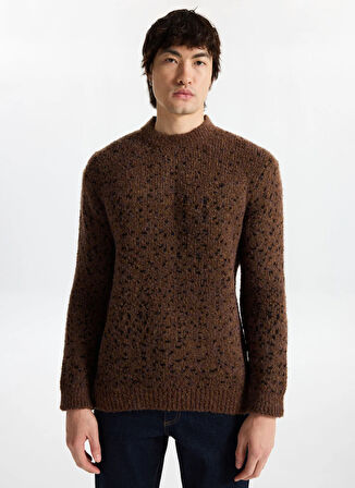 Mustang Bisiklet Yaka Loose Fit Düz Kahve Erkek Kazak M5WM-KZK1557