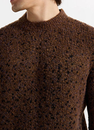 Mustang Bisiklet Yaka Loose Fit Düz Kahve Erkek Kazak M5WM-KZK1557