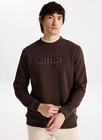Mustang Bisiklet Yaka Kahve Erkek Sweatshırt M5WM-SWT1503