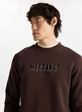 Mustang Bisiklet Yaka Kahve Erkek Sweatshırt M5WM-SWT1503