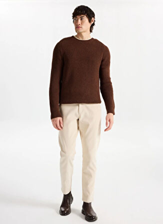 Mustang Bisiklet Yaka Normal Örgü Desenli Kahve Erkek Kazak M4WM-KZK-1619