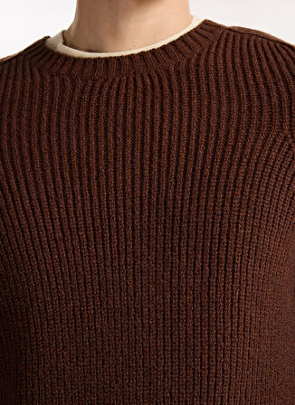 Mustang Bisiklet Yaka Normal Örgü Desenli Kahve Erkek Kazak M4WM-KZK-1619