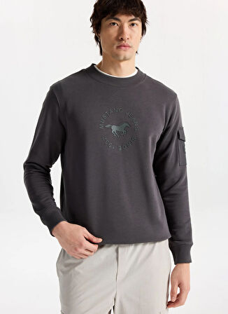 Mustang Bisiklet Yaka Antrasit Erkek Sweatshırt M5WM-SWT1501