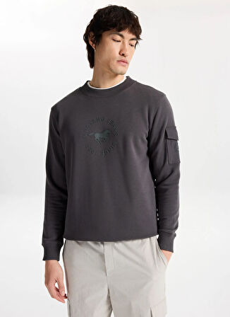 Mustang Bisiklet Yaka Antrasit Erkek Sweatshırt M5WM-SWT1501