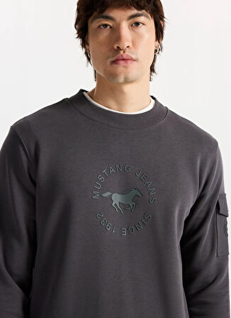 Mustang Bisiklet Yaka Antrasit Erkek Sweatshırt M5WM-SWT1501