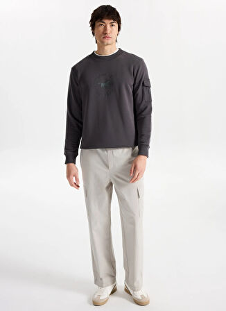 Mustang Bisiklet Yaka Antrasit Erkek Sweatshırt M5WM-SWT1501