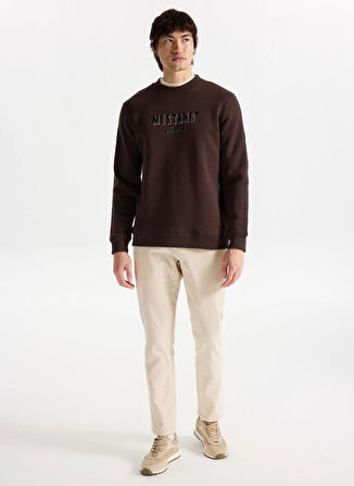 Mustang Bisiklet Yaka Kahve Erkek Sweatshırt M5WM-SWT1503