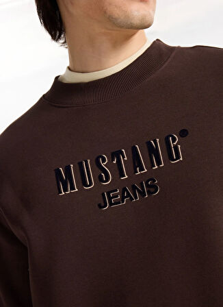 Mustang Bisiklet Yaka Kahve Erkek Sweatshırt M5WM-SWT1503