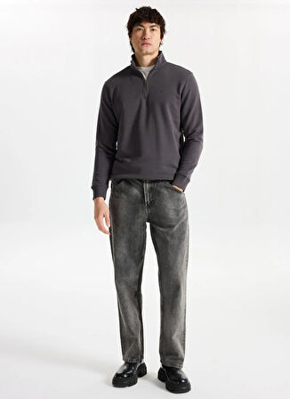 Mustang Fermuarlı Yaka Antrasit Erkek Sweatshırt M5WM-SWT1710