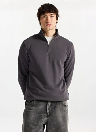 Mustang Fermuarlı Yaka Antrasit Erkek Sweatshırt M5WM-SWT1710