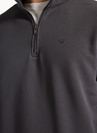 Mustang Fermuarlı Yaka Antrasit Erkek Sweatshırt M5WM-SWT1710