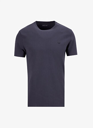 Mustang Bisiklet Yaka Düz Antrasit Erkek T-Shirt M4WM-TST-1987