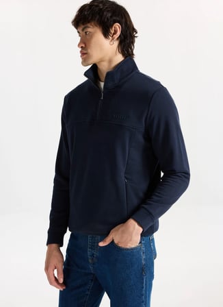 Mustang Mavi Erkek Dik Yaka Relaxed Sweatshirt M5WM-SWT1509