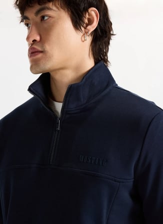 Mustang Mavi Erkek Dik Yaka Relaxed Sweatshirt M5WM-SWT1509