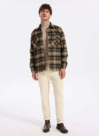 Fabrika Bağlamalı Bel Duble Paça Jogger Ekru Erkek Pantolon F5WM-PNT 2414