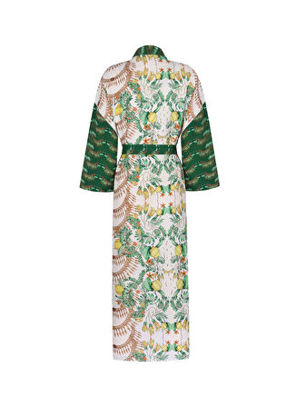 Lisalina Sarı - Yeşil Kadın Kimono LLBW0016