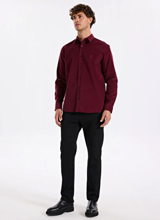 Fabrika Slim Fit Gömlek Yaka Düz Bordo Erkek Gömlek F5WM-GML 2378