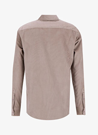 Fabrika Slim Fit Gömlek Yaka Düz Vizon Erkek Gömlek F5WM-GML 2378