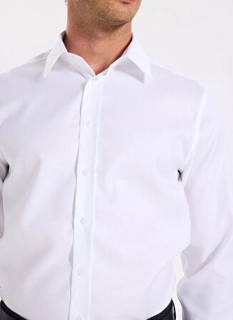 Fabrika Slim Fit Sumos Yaka Armürlü Beyaz Erkek Gömlek F5WM-GML 2580