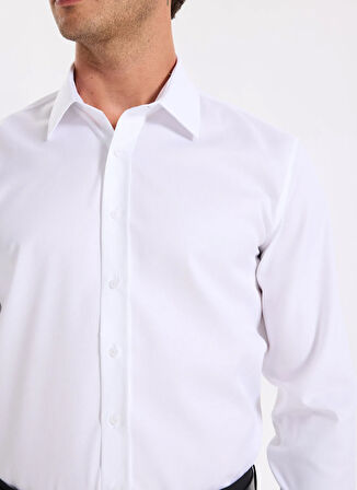 Fabrika Slim Fit Sumos Yaka Armürlü Beyaz Erkek Gömlek F5WM-GML 2583