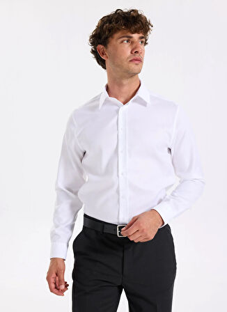 Fabrika Slim Fit Sumos Yaka Armürlü Beyaz Erkek Gömlek F5WM-GML 2580