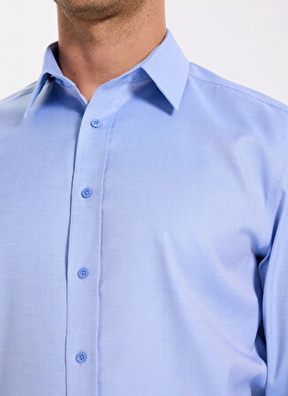 Fabrika Slim Fit Sumos Yaka Armürlü Mavi Erkek Gömlek F5WM-GML 2580