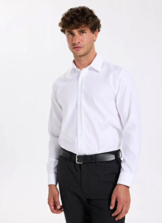 Fabrika Slim Fit Sumos Yaka Armürlü Beyaz Erkek Gömlek F5WM-GML 2584