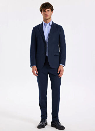 Fabrika Slim Fit Sumos Yaka Çizgili Koyu Mavi Erkek Gömlek F5WM-GML 2582