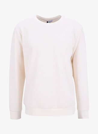 Limon Bisiklet Yaka Düz Örgü Desenli Ekru Erkek Sweatshırt MML5WM-SWT9518