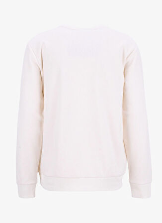 Limon Bisiklet Yaka Düz Örgü Desenli Ekru Erkek Sweatshırt MML5WM-SWT9518