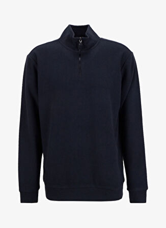 Limon Bato Yaka Düz Örgü Desenli Siyah Erkek Sweatshırt MML5WM-SWT9517