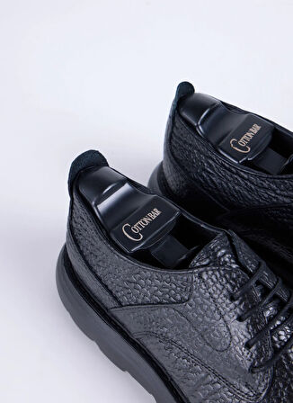 Cotton Bar Deri Siyah Erkek Günlük Ayakkabı BRESCAN