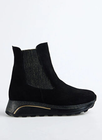 Cotton Bar Deri Siyah Kadın Bot D-ANABEN