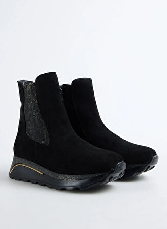 Cotton Bar Deri Siyah Kadın Bot D-ANABEN