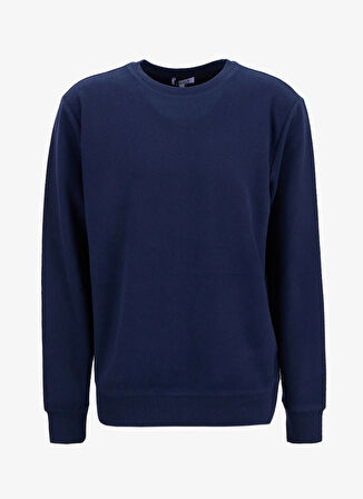 Limon Bisiklet Yaka Düz Örgü Desenli Lacivert Erkek Sweatshırt MML5WM-SWT9518