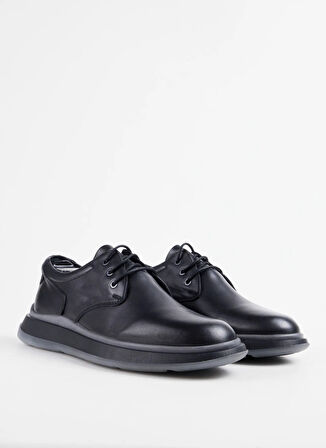 Cotton Bar Deri Siyah Erkek Günlük Ayakkabı ABERDE