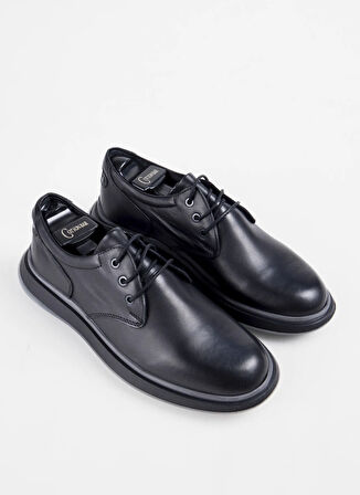 Cotton Bar Deri Siyah Erkek Günlük Ayakkabı ABERDE