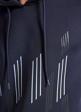 Fabrika Kapüşon Yaka Baskılı Lacivert Erkek Sweatshırt F5WM-SWT 2893